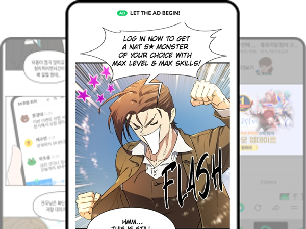 Ejemplo de pantalla del anuncio Escale con WEBTOON Originales
