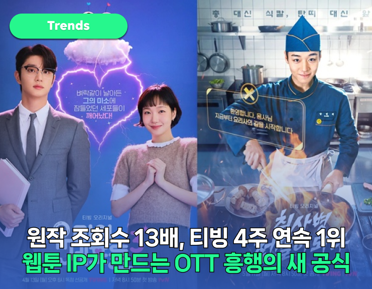 티빙 유료가입기여자 4주 연속 1위!
웹툰 원작 드라마의 흥행 사례 분석 썸네일